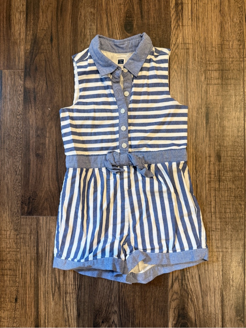 Janie and Jack Blue and White Striped Sleeveless Romper